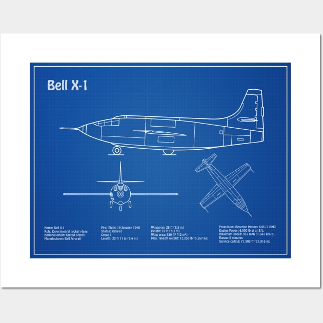 Bell X-1 - Airplane Blueprint - AD Wall Art by SPJE Illustration Photography